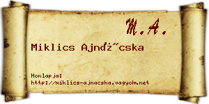 Miklics Ajnácska névjegykártya