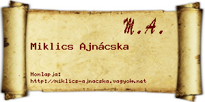 Miklics Ajnácska névjegykártya